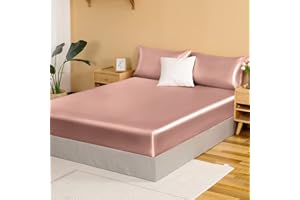 NSGZ Satin Fitted Sheet Full, Single Silky Fitted Sheet Only Soft Deep Pocket Bottom Bed Sheets, Wrinkle Free & Fade Resistant & Breathable Bottom Sheets- Champagne