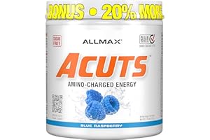 ALLMAX Nutrition AMINOCUTS (ACUTS), Amino-Charged Energy Drink with Taurine, L-Carnitine, Green Coffee Bean Extract, Blue Ras