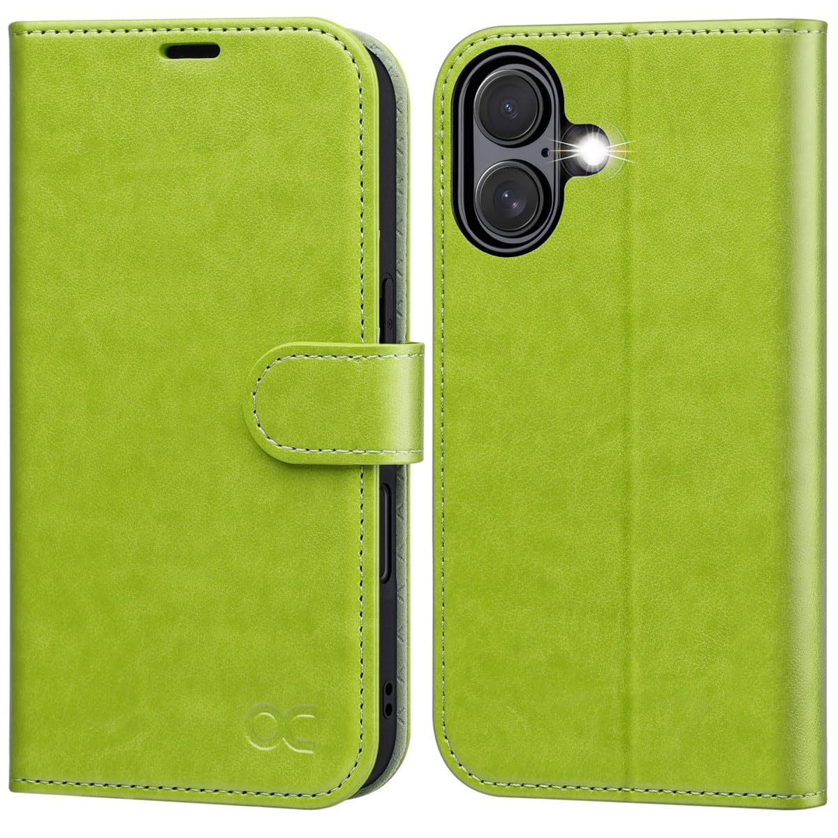 OCASE for iPhone 16 Case, PU Leather Wallet, Magnetic Flip Folio Cover with RFID Blocking, Card Holders, Shockproof TPU, and Kickstand for 6.1 Inch iPhone 16 (2024), Avocado Green