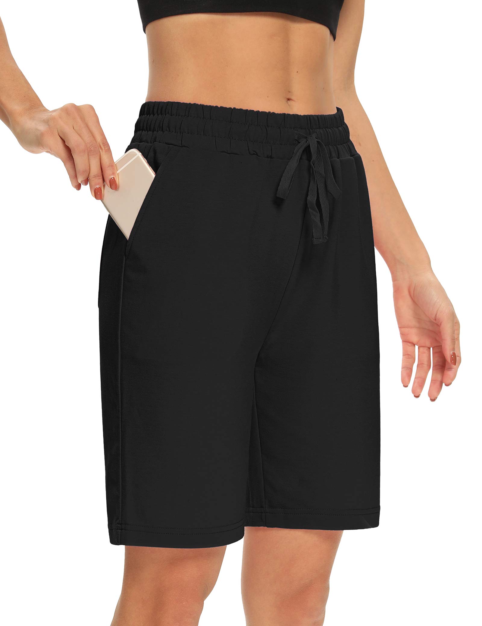 DIBAOLONG Womens Yoga Shorts Loose Comfy Drawstring Lounge Bermuda Shorts with 3 Pockets