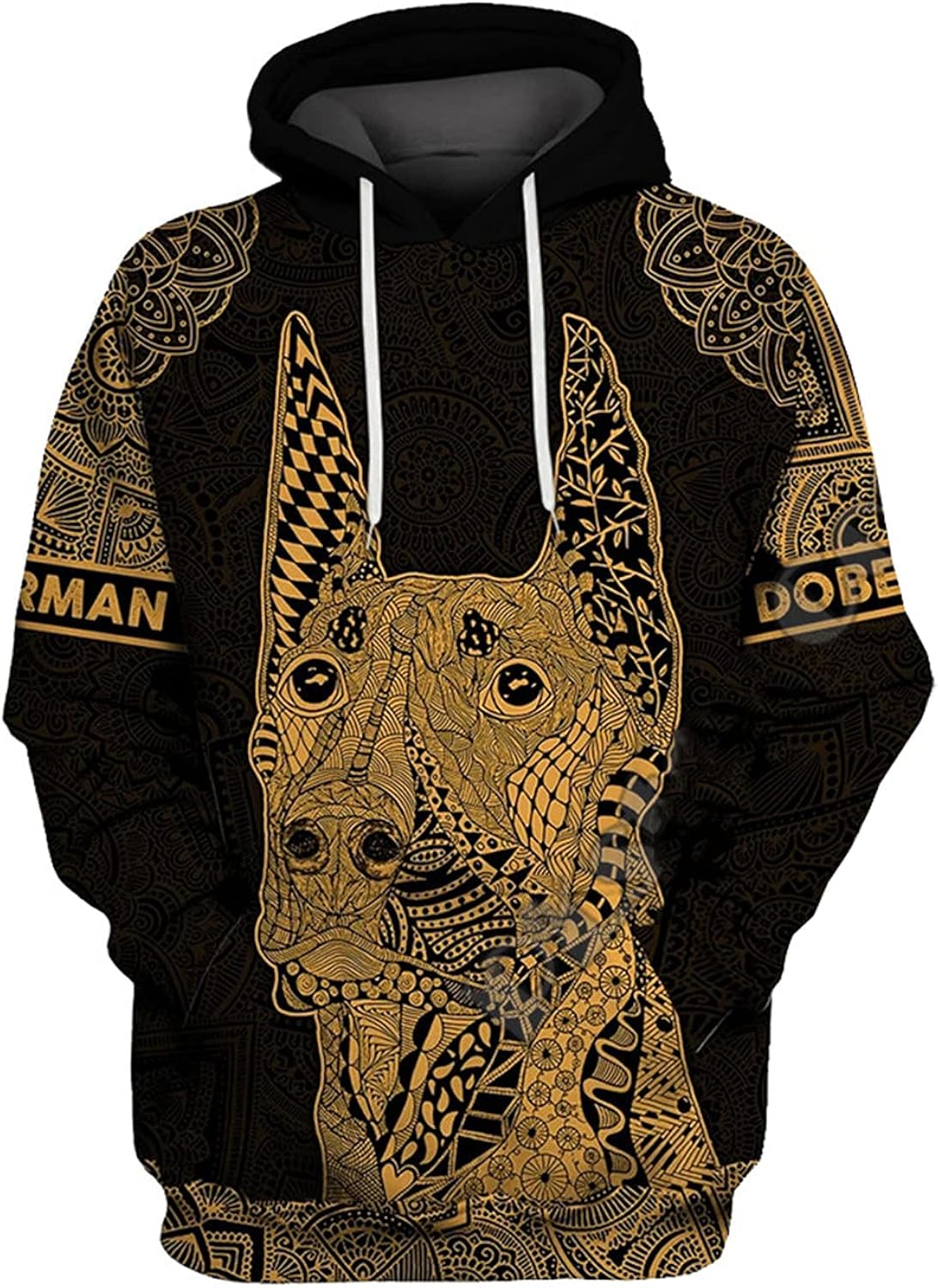 Doberman Gold 3D Hoodies Printed Men for Women Funny Pullover Sweatshirts Amazon.co.uk Clothing
