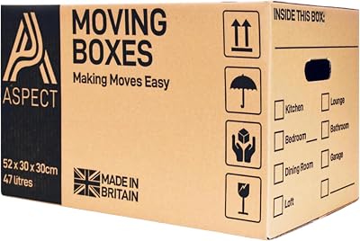 Aspect Large Moving Boxes 47 Litre 52x30x30cm with Carry Handles
