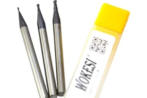 WKSTOOL Wokesi 0.5mm 0.75mm 1mm Radius,Ball Nose End Mill,Pack of 3,Std Length,HRC45,2Flutes,TiAlN Coated,Metric,Solid Carbide,CNC Router Bits Profiling Milling Tools (R0.5+R0.75+R1 HRC45)