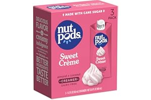 nutpods Sweet Crème Non Dairy Coffee Creamer, Sweetened with Organic Cane Sugar, Made from Almonds and Coconuts, Gluten Free, Non-GMO, Vegan, Kosher, Plant Based (3-Pack)
