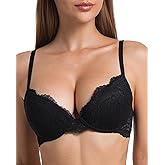 IHOIU Lace Push Up Bra Thick Padded Add Cup Demi Sexy Plunge Underwire Convertible Soft Lift Women Bras