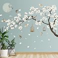 Peach Blossom & Birds Wall Decals – Removable Tree Branch Wall Stickers, 8 Sheets 12x18 Inch For Bedroom & Living Room - View #5