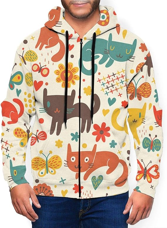 Amazon Co Jp 漫画猫 パーカー メンズ 春秋冬 長袖 メンズ スウェット スウェットシャツゆったり カジュアルおおきいサイズ 人気 服 ファッション小物