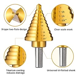 IRONANT Titanium Step Drill Bit, 1/4" to