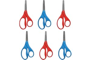 Westcott Kids Scissors, 5 Inch, Blunt, Pack of 6-3 Red and 3 Blue