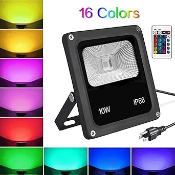 10W RGB Foco Proyector LED Cambio De Color Luz De Jardín Con ...