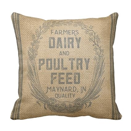 Amazon Com Emvency Throw Pillow Cover Vintage Burlap Feed Sack