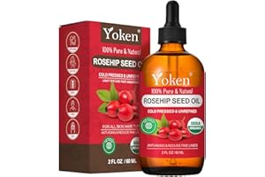 YOKEN Organic Rosehip Seed Oil for Face,100 USDA Pure Rosehip Oils for Skin,Scars,Hair & Nails.2 fl Oz Cold Pressed Rose HIPS Oils for Skin Care, Anti-Aging, Scar Treatment, GUA SHA Massage Carrier Oil