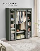 SONGMICS Fabric Wardrobe Portable Closet 12 Compartments 45x150x175 cm Sage view 2