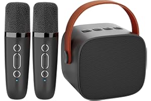 IROO Karaoke Machine for Kids,Most Popular Birthday Gifts for 3, 4, 5, 6, 7, 8, 9, 10,11,12 +Year Old Girls Boys,Mini Karaoke Machine with 2 Wireless Microphones,Portable Bluetooth Home Party (Black)
