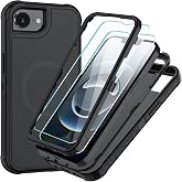 SunStory Magnetic for iPhone 17e Case/iPhone 16e Case 6.1",Black | Compatible with MagSafe,with Screen Protector,3-Layer Heavy Duty Full-Body Protective Phone Cover