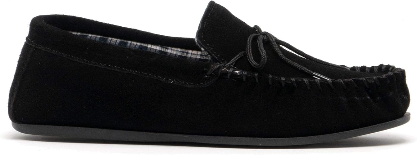 mens black moccasin slippers