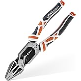 VANQUISH 8-in-1 Linesman Pliers, 8’’ Multipurpose Combination Pliers Wire Cutter/Crimper/Stripper, CRV Steel Hand Tool, Heavy Duty Side-Cutting Pliers for Crimping, Stripping, Shearing, Screwing, 3238