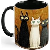 Cat Ceramic Coffee Mug Novelty 11 OZ Mugs with Handle Funny Tea Cup Gifts for Birthday Christmas