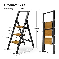 HillhutApex 3 Step Foldable Aluminum Step Ladder