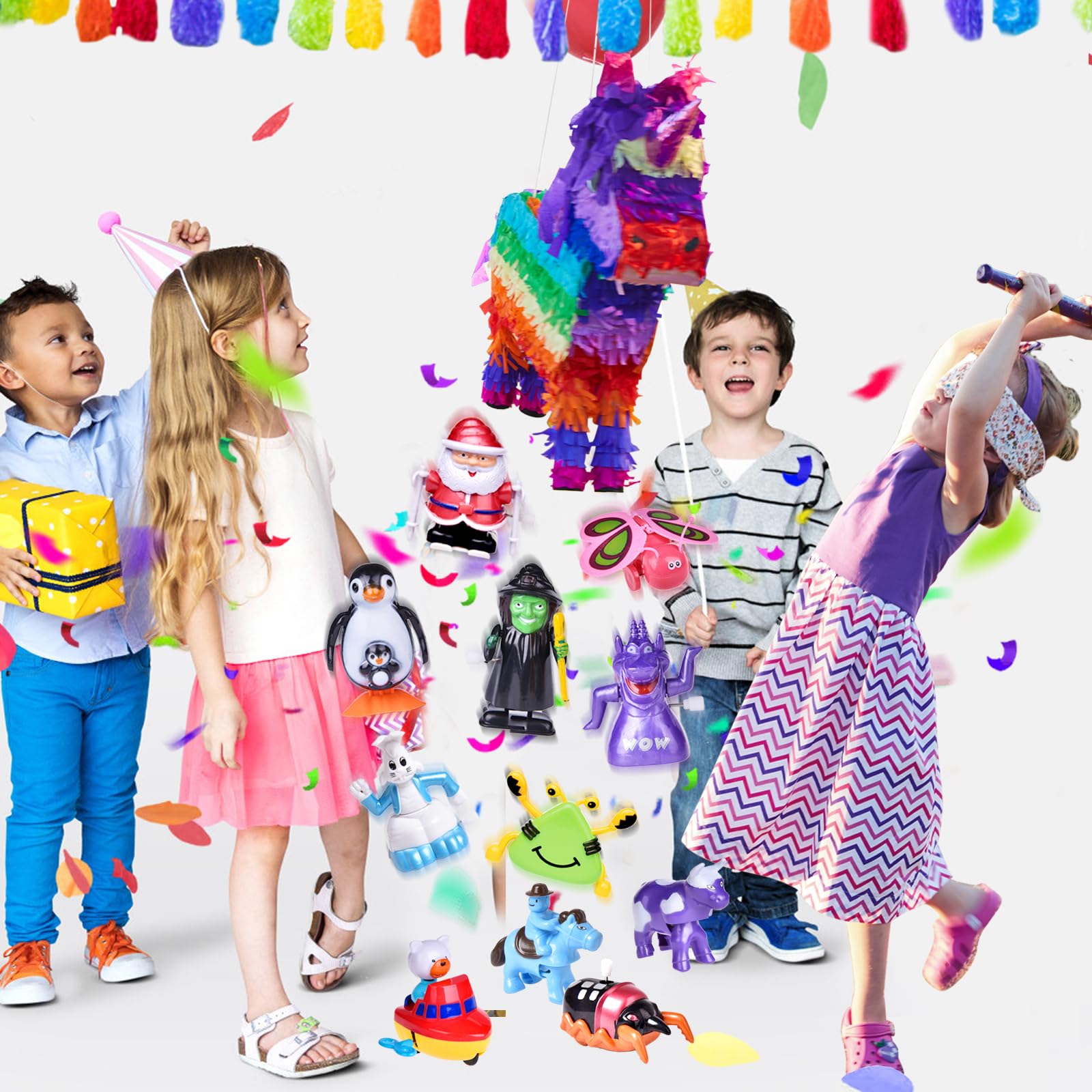 FUN LITTLE TOYS Wind Up Toys 25 PCs Assorted Animal Toys for Kid Party Favors, Pinata Filler Carniva Prizes Classroom Incentive Reward (Contents and Color May Vary)