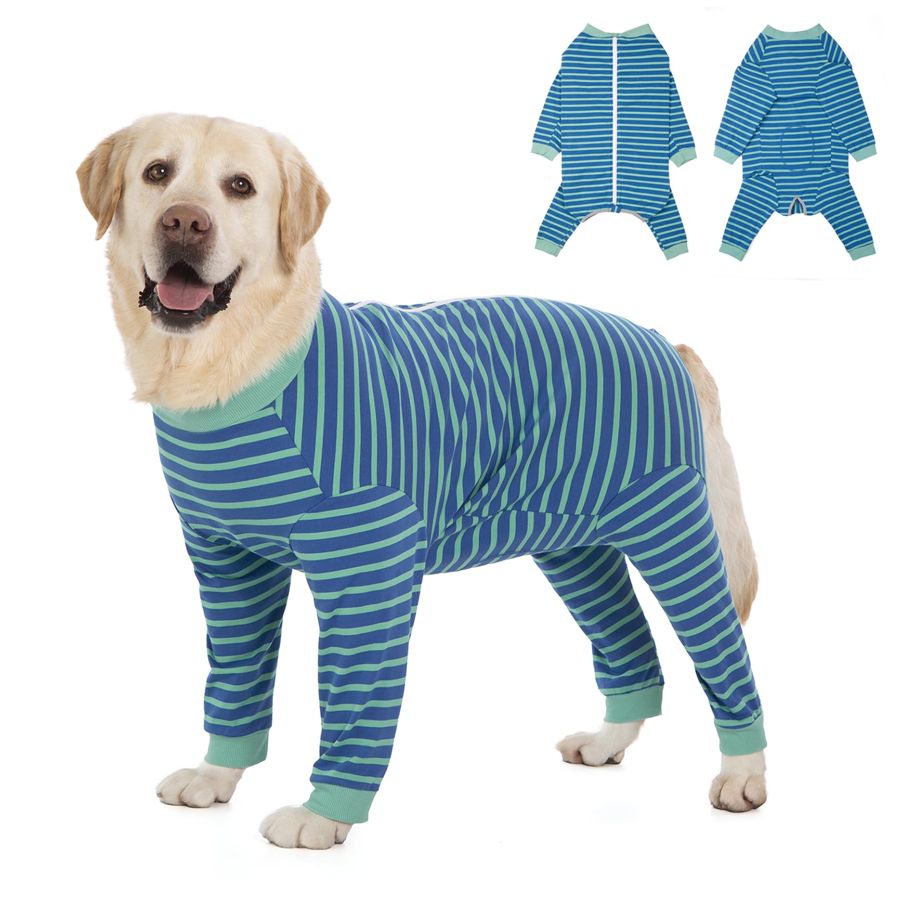Photo 1 of Yeapeeto Dog Onesie Surgery Recovery Suit for Large Medium Bodysuit Dogs Pajamas PJS Full Body for Shedding, Prevent Licking, Wound Protection, Cone Alternative… (Blue Green, 6X-Large (Pack of 1))