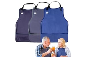 ZINGTERRA Adult Bibs with Crumb Catcher,3Pack Adjustable Bibs for Eating,Waterproof Washable Men Clothing Protectors,Reusable Large Feeding Bib for Women Elderly Seniors