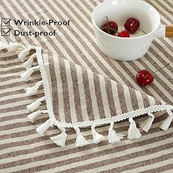 meioro Tablecloth Striped Fringe Table Cloth
