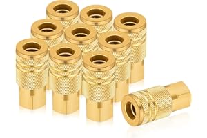 Milosline 1/4 quick connect fittings,Industrial Air Coupling 10 Pcs, 1/4" Basic Flow Quick Connect Air Coupler, Brass Air Compressor Accessories Fitting,Hose Quick Connect Fitting