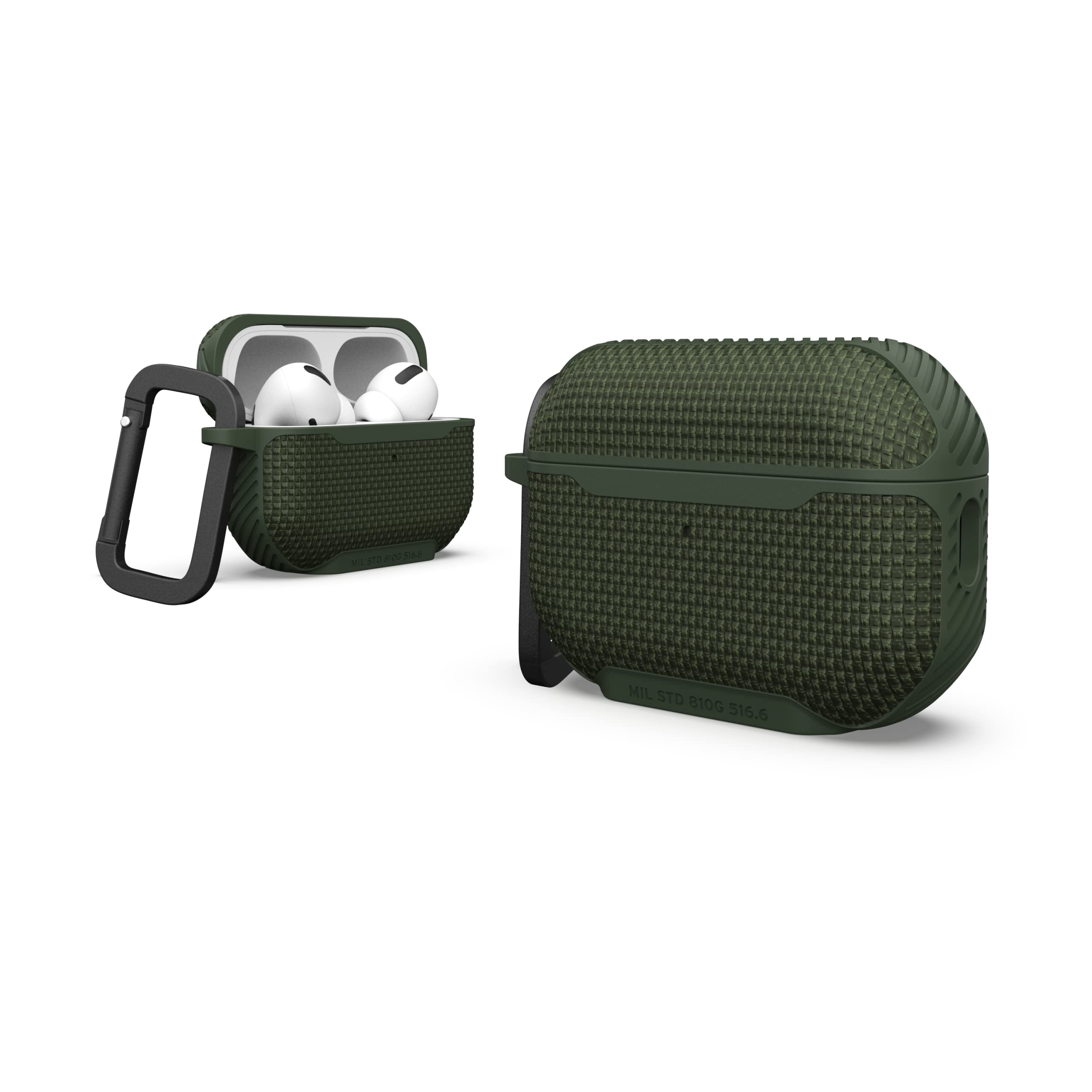 UAG Designed for AirPods Pro Case (2nd Generation 2022) Metropolis Ballistic ARMR Olive Drab - Rugged Protective Case Cover Compatible with MagSafe Charging with Keychain Carabiner by URBAN ARMOR GEAR