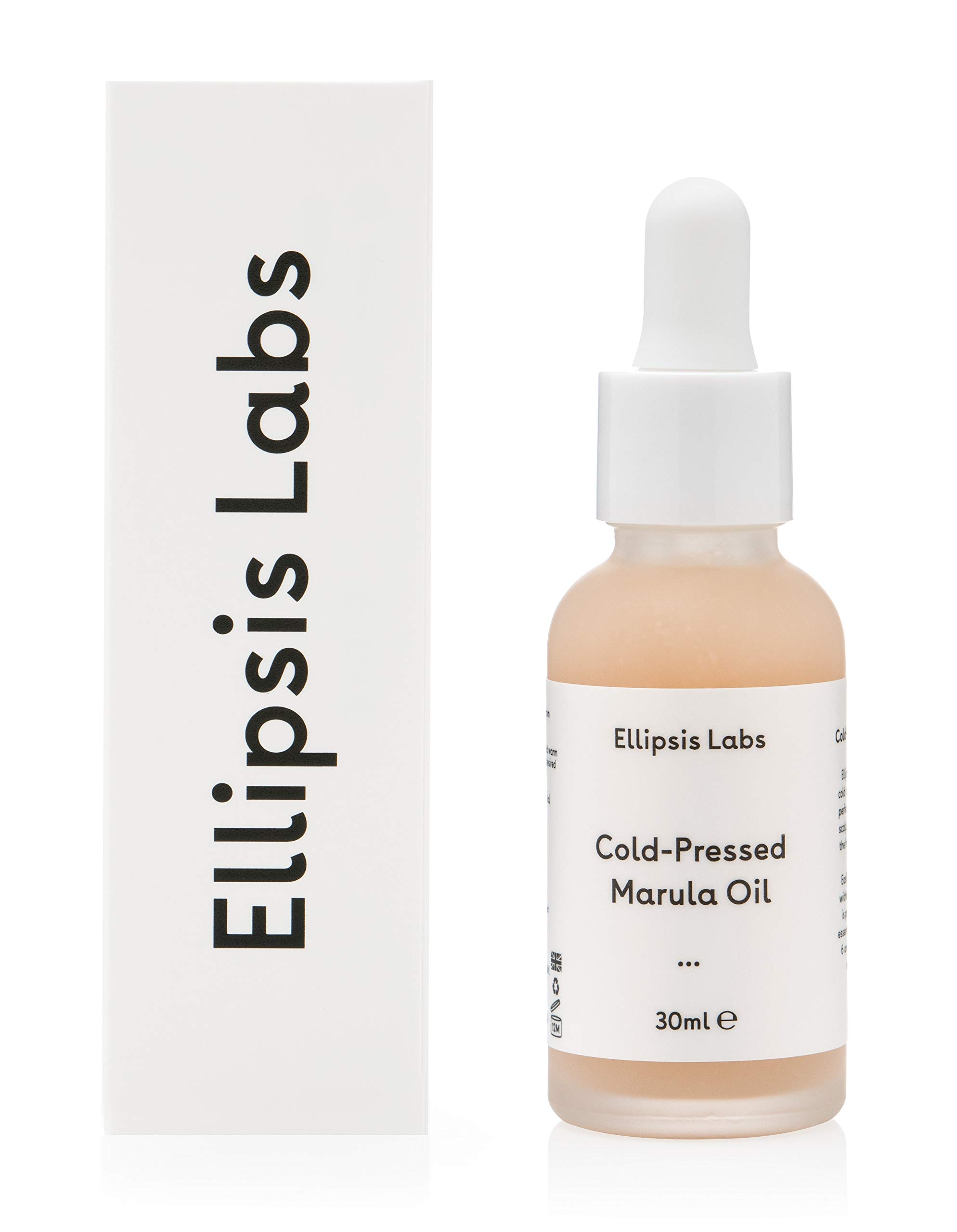 Marula Oil by Ellipsis Labs. 100% organic cold pressed oil for face and hair, delivering intense hydration. 30ml/1fl.oz