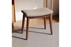 Linen Make Up Stool Vanity Chair with Padded Cushioned,Comfortable Small Dressing Piano Bench,Solid Wood Legs Footstool Dinin