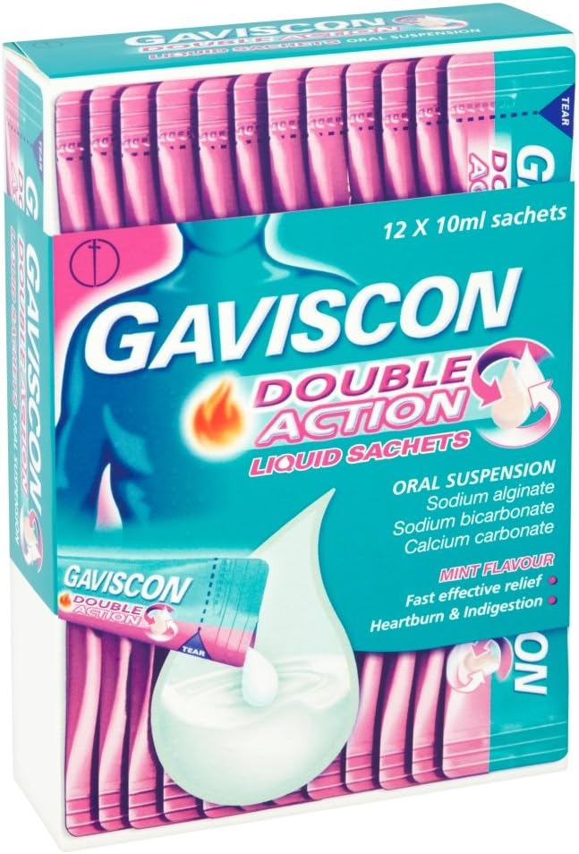 Gaviscon Double Action Mint Liquid Sachets, 12 Pack, Fast-Acting Heartburn, Indigestion, Acid, Stomach Pain Relief - Image 3