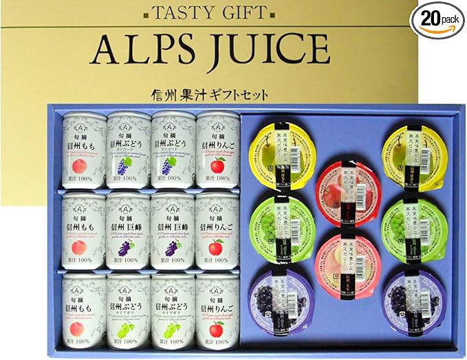 Amazon アルプス 信州果汁ギフト 旬摘 果汁100 ジュース 12缶 果実豊かな 寒天ゼリー 8個 詰め合わせ ギフトセット ギフトセット 野菜ジュース フルーツジュース 通販