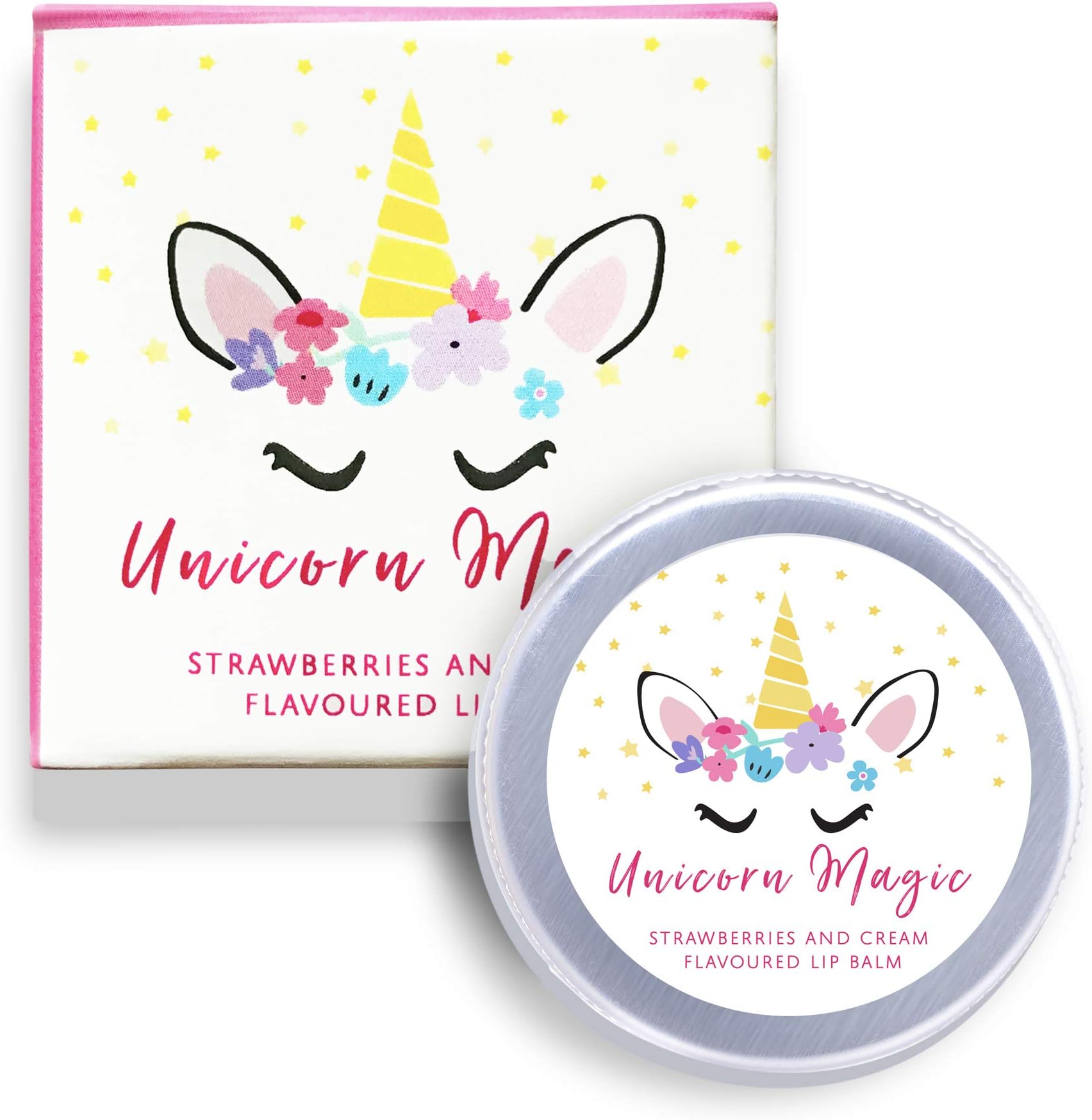Unicorn Magic Lip Balm - Strawberries and Cream Flavour Lip Balm 15g by the Brilliant Souk