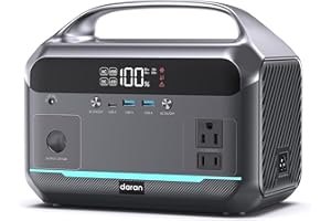 DARAN Portable Power Station 600W Surge, 288Wh (90,000mAh) LiFePO4 Battery, Power Bank with AC Outlet, Mini Solar Generator 7-Port Design, 2.1Hrs Fast Charing for Emergency, Hurricane (Solar Optional)