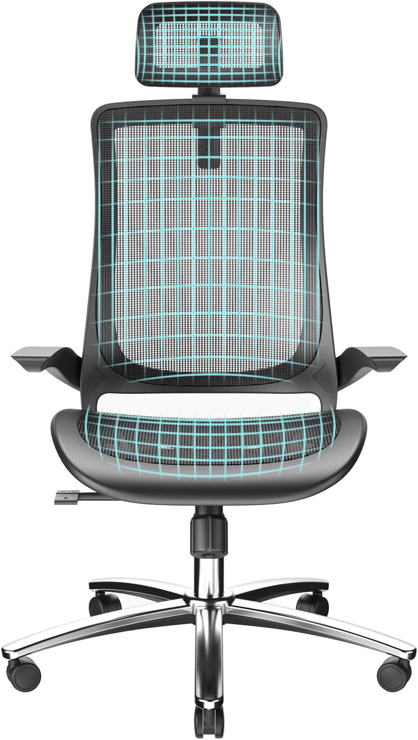 Ergonomic Office Chair with Breathable Mesh Seat -Computer Chair with Adjustable Seat Height and Back Recline - Desk and Task Chair with Firm Arm Rests (Sturdy Chair): Kitchen & Dining