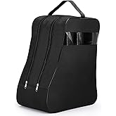 Aliceset 1 Pcs Black Boot Bags for Cowboy Two Separate Compartments Boots Portable Storage Bag for Travel Long Tube Shoes Bags Men Tall Shoe with Handle for Home Travel