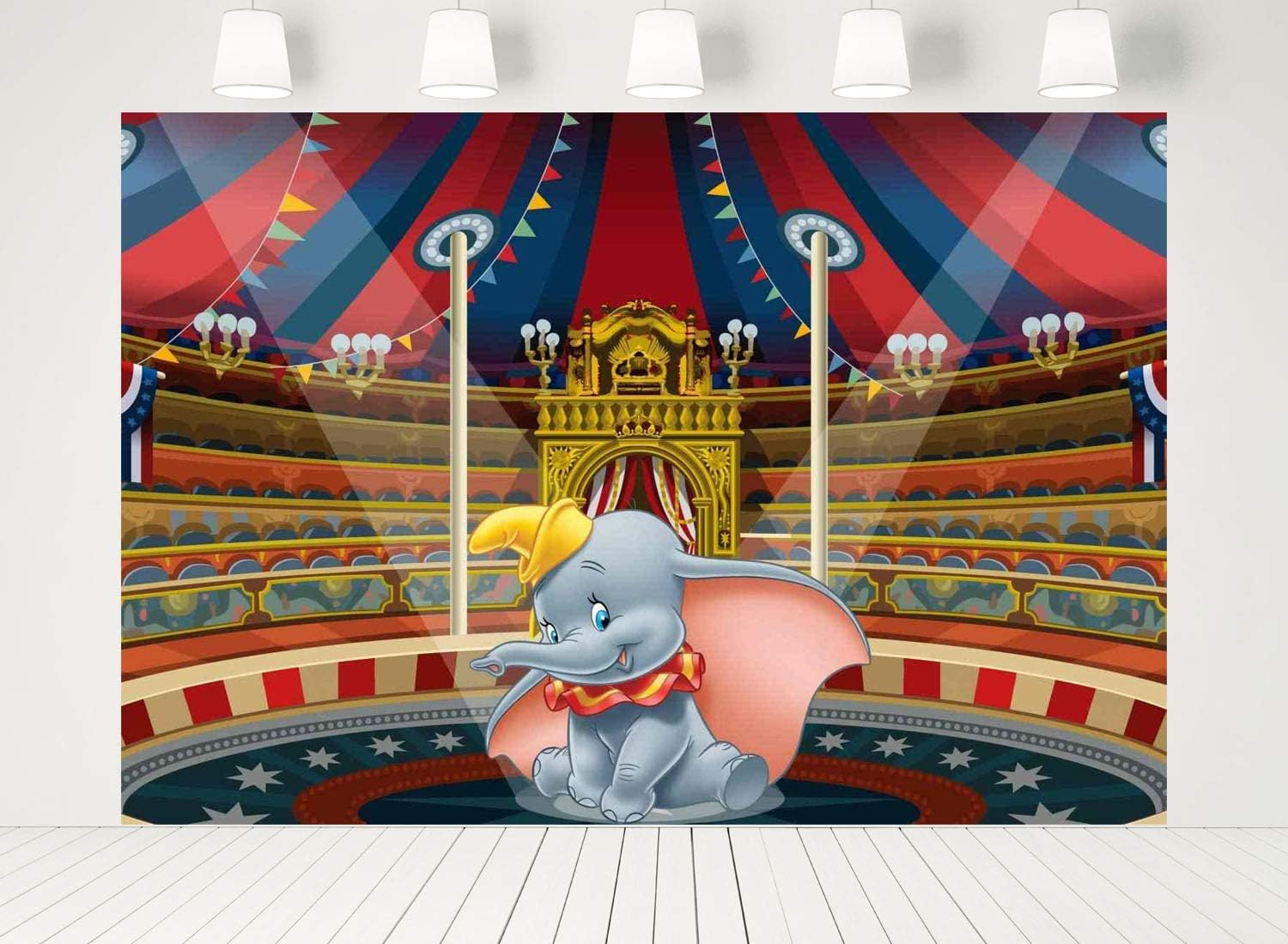 ERIC 7x5ft Dumbo Themed Photo Backdrop Circus Carnival Tent Elephant Photography Background Kids Birthday Newborn Baby Shower Cake Dessert Table Decoration Banner & Room Mural LF135