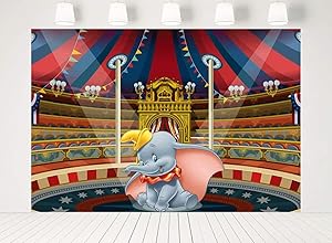 ERIC 7x5ft Dumbo Themed Photo Backdrop Circus Carnival Tent Elephant Photography Background Kids Birthday Newborn Baby Shower Cake Dessert Table Decoration Banner & Room Mural LF135