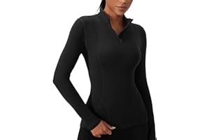 Clilopoal Womens Thermal Tops Long Sleeve Quarter Zip Fleece Lined Running Shirt Warm Winter Pullover Cold Weather Undershirt