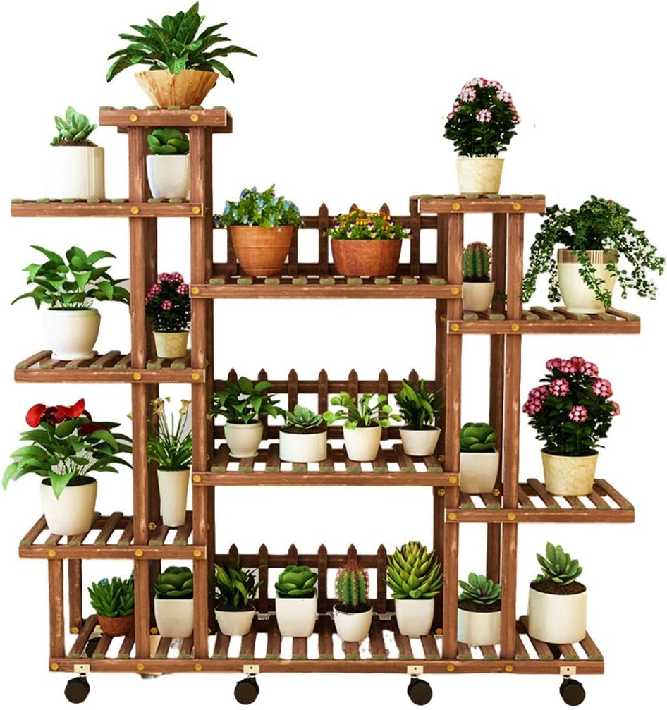Flower Stand Plant Shelf FloorMounted Mobile Flower Shelf