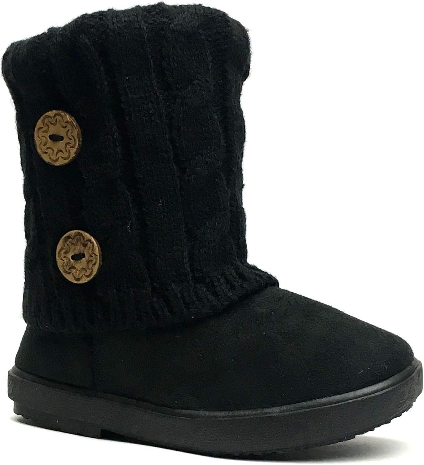  | REDVOLUTION Kids Boots Toddler Girls Cute 2 Buttons Suede Knitting Shoe | 285 | Boots