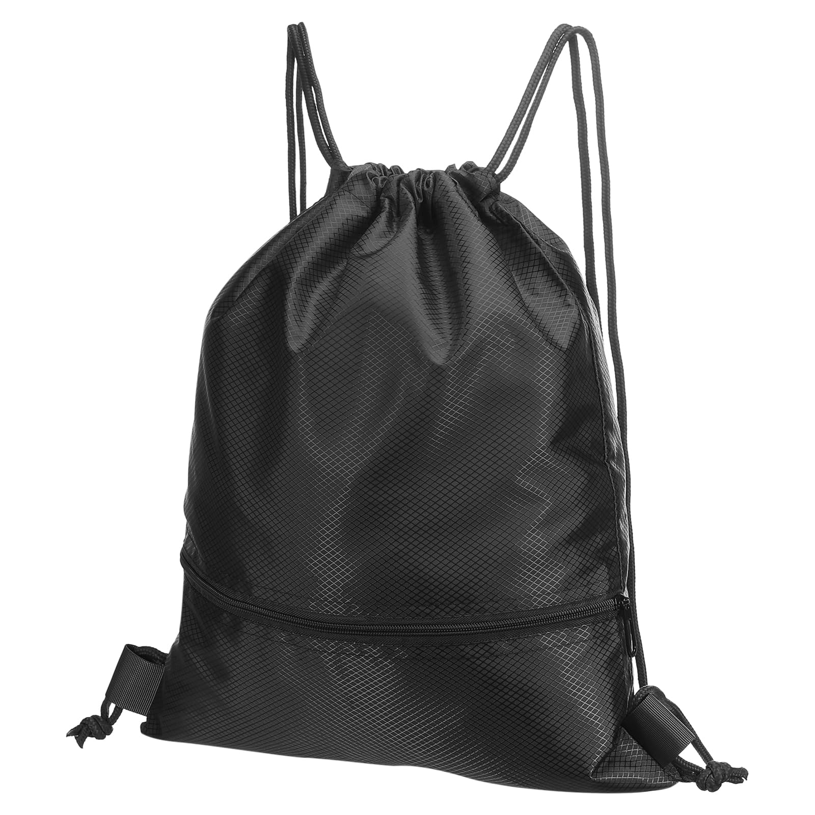 PATIKIL Drawstring Backpack Bag, Drawstring Gym Bags String Backpack with Zip Pocket for Women Men, Black