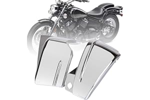 YDLMT 2 Pcs Motorcycle Chrome Battery Side Fairing Covers Side Panel Oil Tank Cover Fit for Yamaha V-Star DragStar 650 XVS650