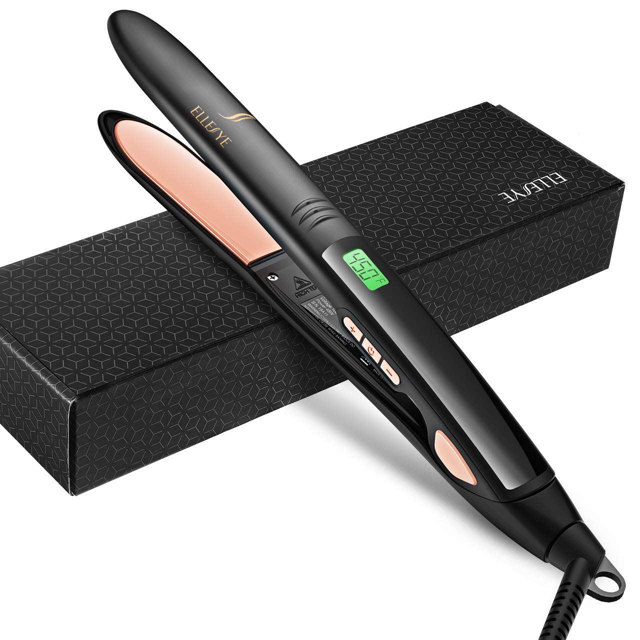Hair Straightener，ElleSye Titanium Flat Iron Dual Voltage Travel Design
