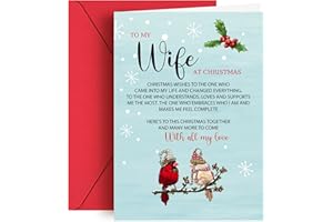 Juchuar Christmas Card for Wife - Funny Holidays Greeting Cards, Wives Holidays Card with Envelopes, Christmas Presents from 