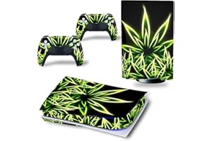 TAIFOND Vinyl Skin Sticker Decal Cover for PS5 Disk Version, Weeds PS5 Console and Controllers Skin