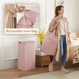Lifewit 100L Laundry Basket with Lid Pink Bamboo Handles Removable Inner Bag view 3
