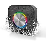 Waterproof Portable Bluetooth Speaker with Party Lights Supports up to 32G TF Cards- Black