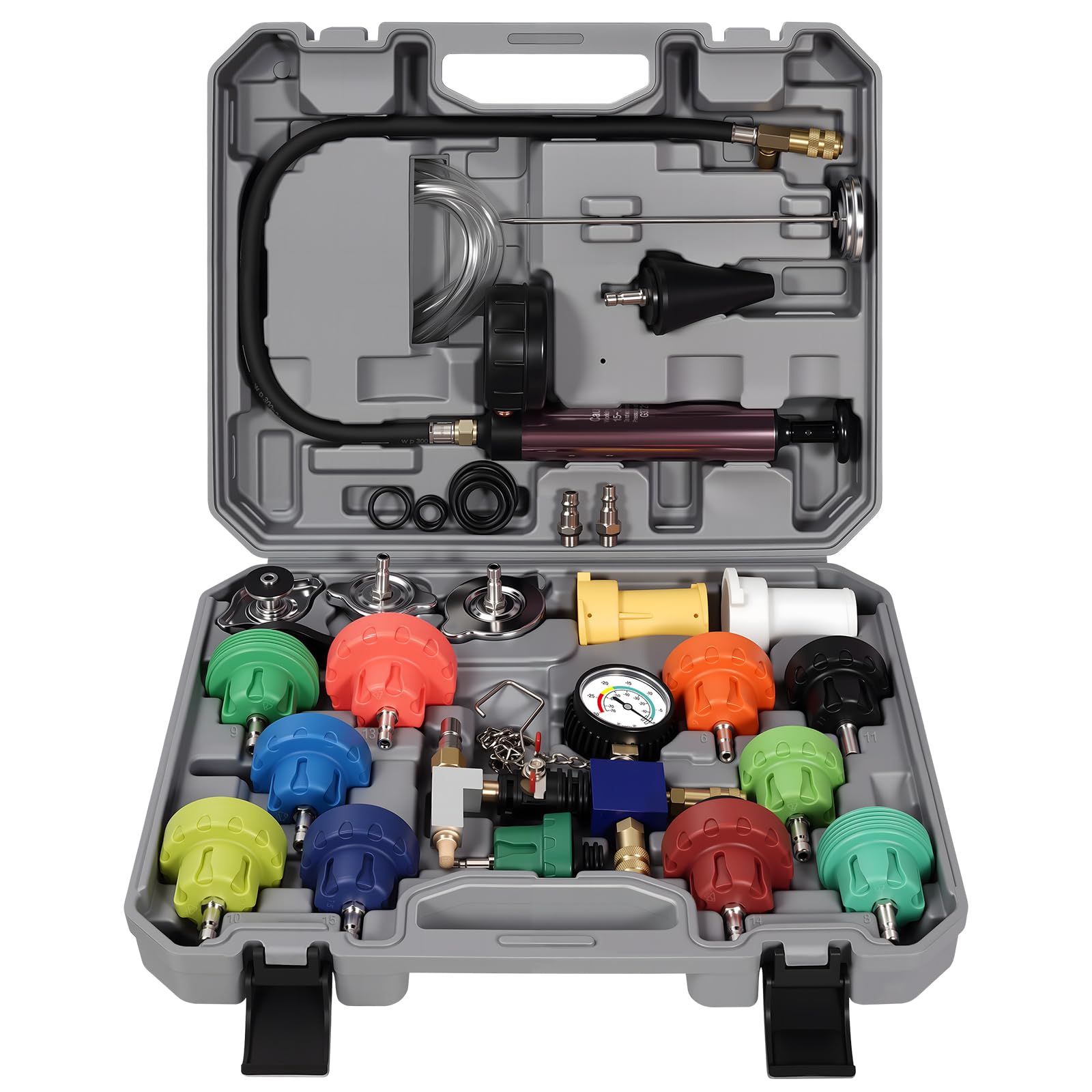 Photo 1 of VTG VOGTEN 25PCS Coolant Pressure Tester & Vacuum Refill Kit,Radiator Pump Pressure Tester Kit for Automotive Cooling System Water Tank Leakage Detection